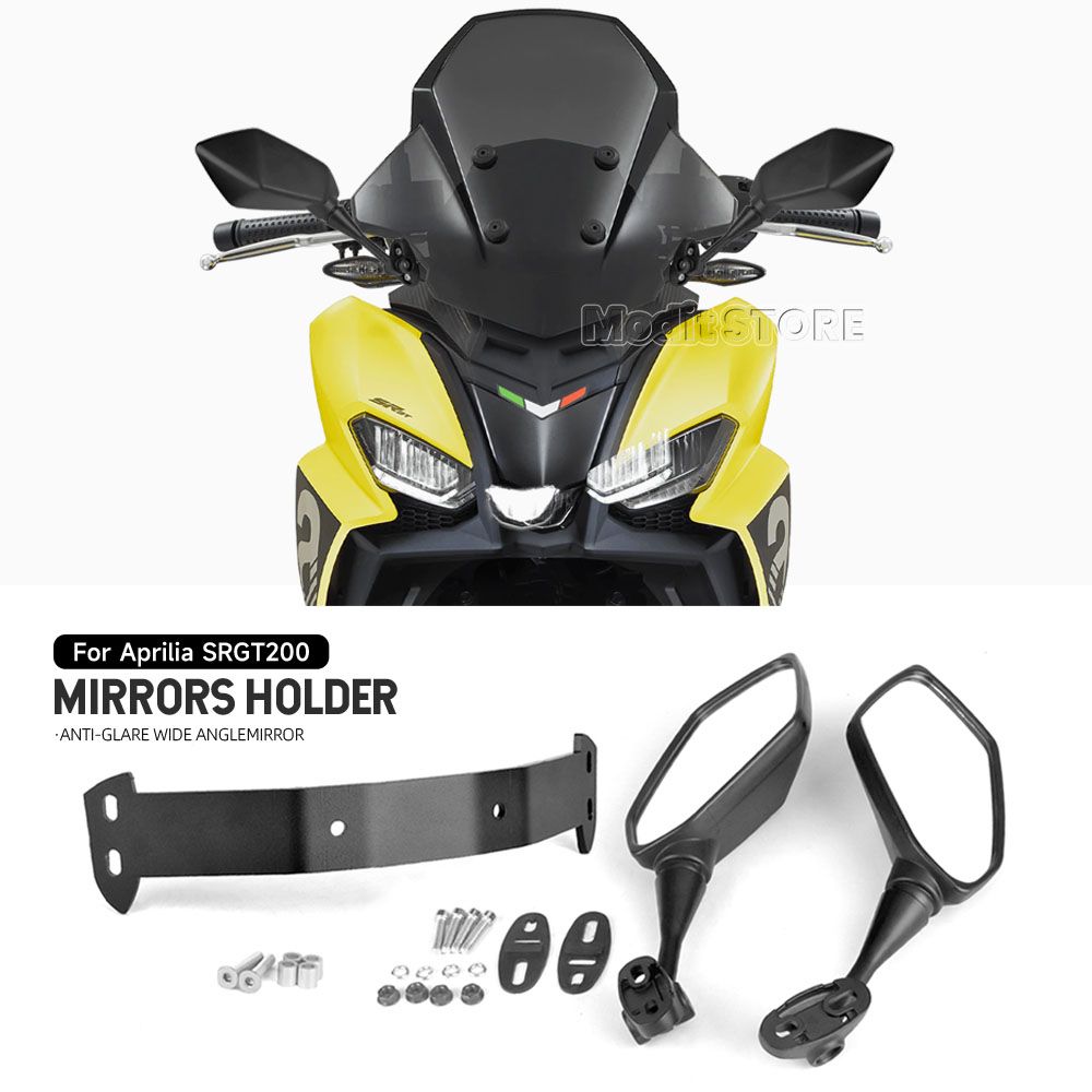 MODIT-HC アプリリア SR GT200 2022〜対応 バックミラーホルダー フロントガラスホルダー ミラーキット ブラック