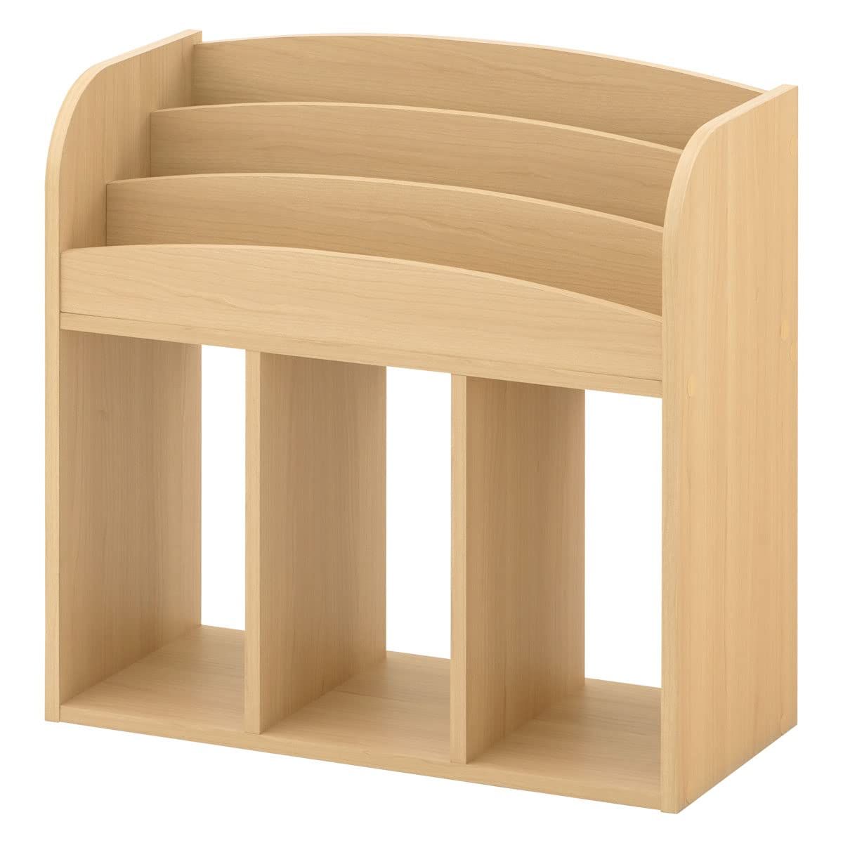 ぼん家具 絵本棚 絵本ラック 低い 棚 幅63×奥行29.1×高さ61.7cm 子ども用本棚 ブックシェルフ おもちゃ収納 お片付け ナチュラルｍａ