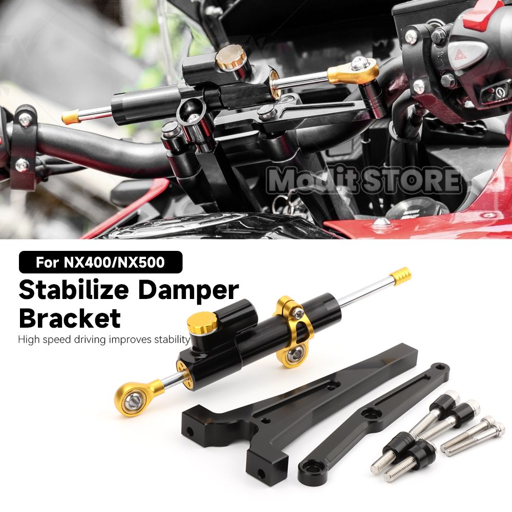 MODIT-HC ホンダ NX400 NX500 2024〜2026対応 ステアリングスタビライザーダンパー CNCアルミ ショックアブソーバーブラケットマウントキット