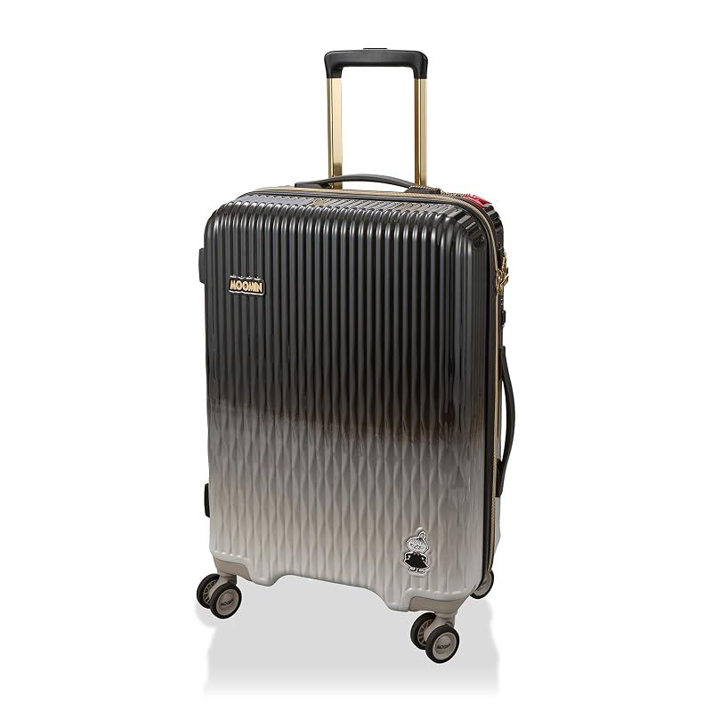 【新品】 スーツケース Mサイズ 46L リフレクトチャーム付き カップホルダー付き 2WAYロック ダブルキャスター ジッパータイプ ムーミン HAP2340-55 MC41.モノトーン リトルミイ 0