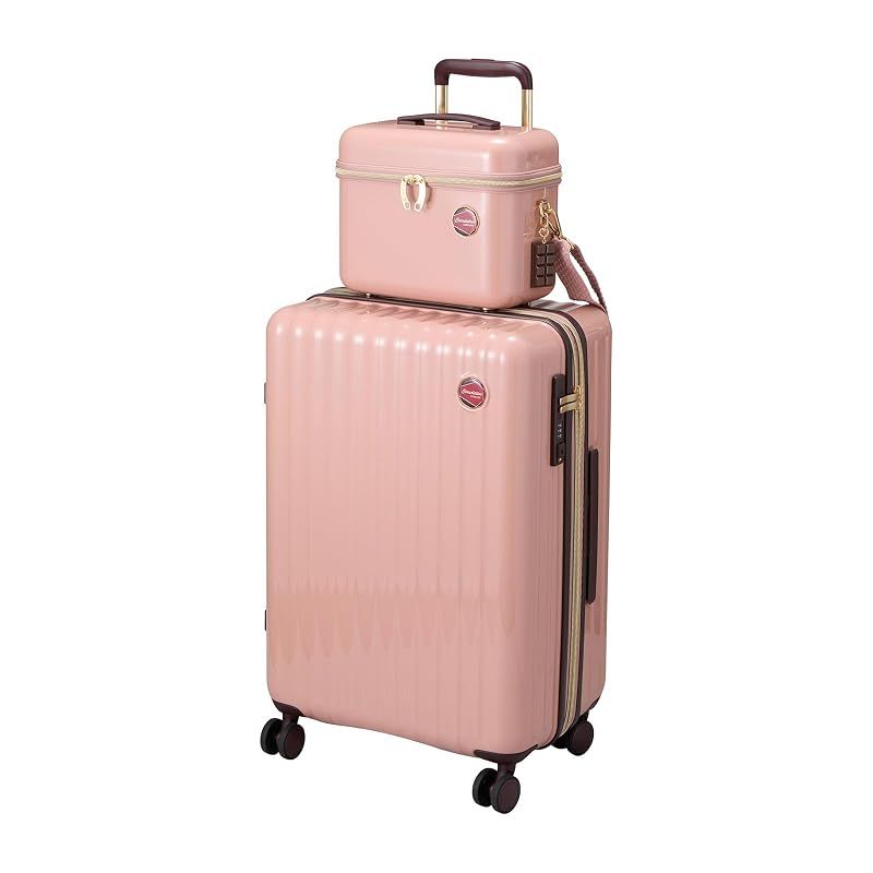 【新品】 スーツケース チョコレートデザイン Mサイズ 容量拡張62-72L バニティケース付き LUN2319-57 ストロベリー