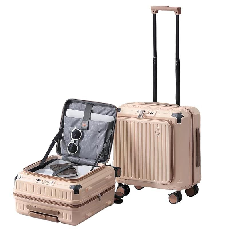 【新品】 [Yuweijie] スーツケース 機内持ち込み キャリーケース 横型 片開き 拡張機能 フロントオープン ストッパー付き USBポート搭載 大容量 前ポケット Sサイズ 超軽量 可愛い 約40~48L 2泊3日 静音 ラップトップコンパートメント