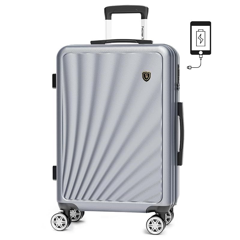 【新品】 [New Trip] スーツケース キャリーケース ストッパー付き USBポート付き 機内持ち込み 軽量 大型 S/M/Lサイズ キャリーバッグ 耐衝撃 大容量 ファスナータイプ 静音 ダブルキャスター TSAロック 海外 旅行 ビジネス 出張 (グ