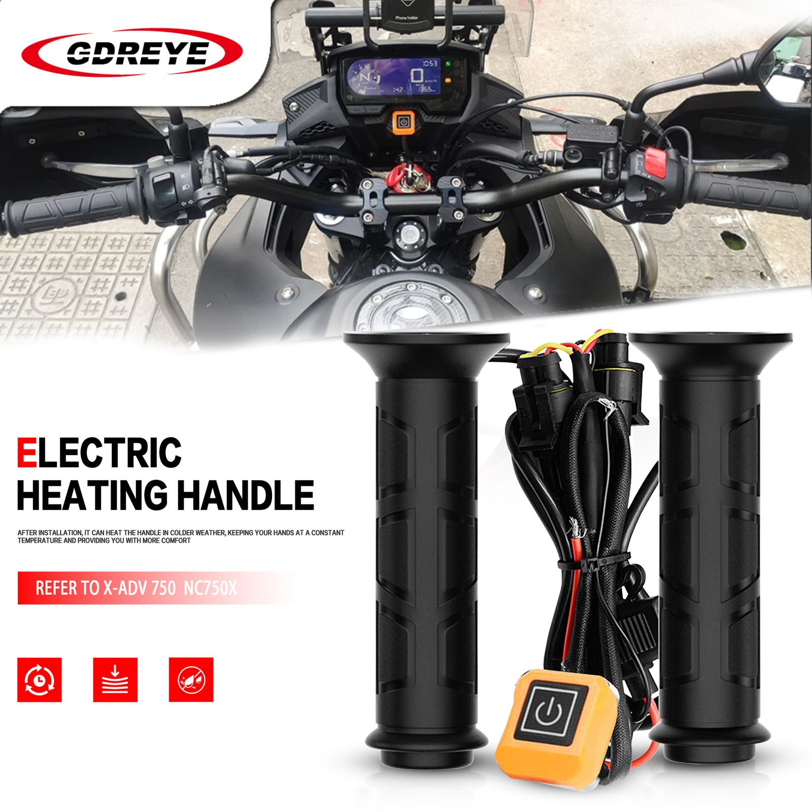 GDREYE ホンダ X-ADV750 NC700S/X NC750 NC750X対応 グリップヒーター ハンドウォーマー 1セット