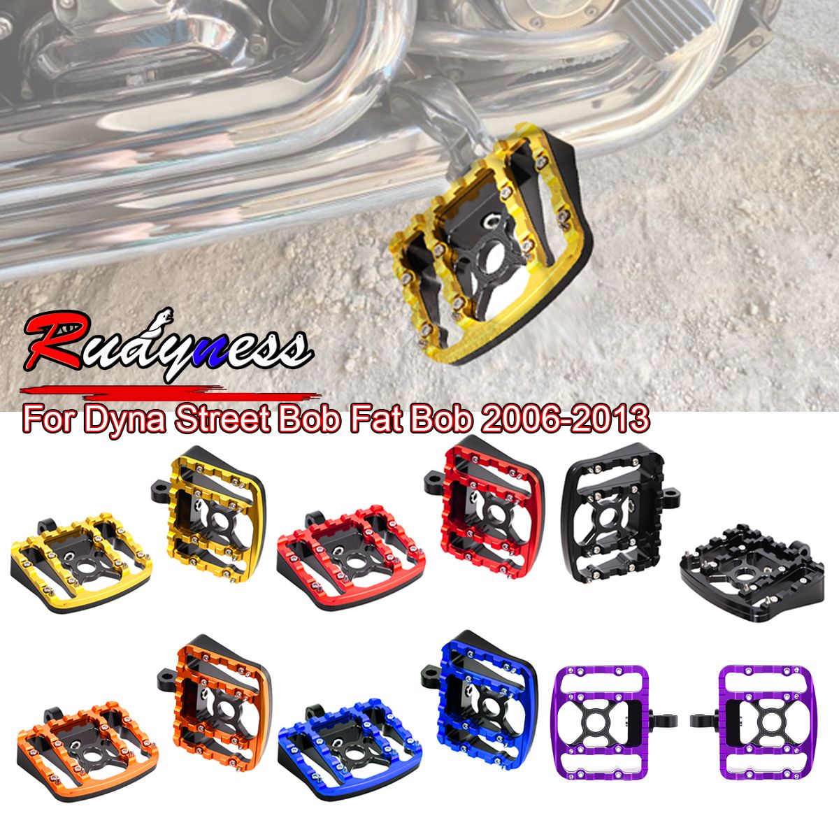 RUDYNESS ハーレー ダイナ ファットボブ ストリートボブ 2006〜2017対応 ミニフットボード フットペグ フットレスト