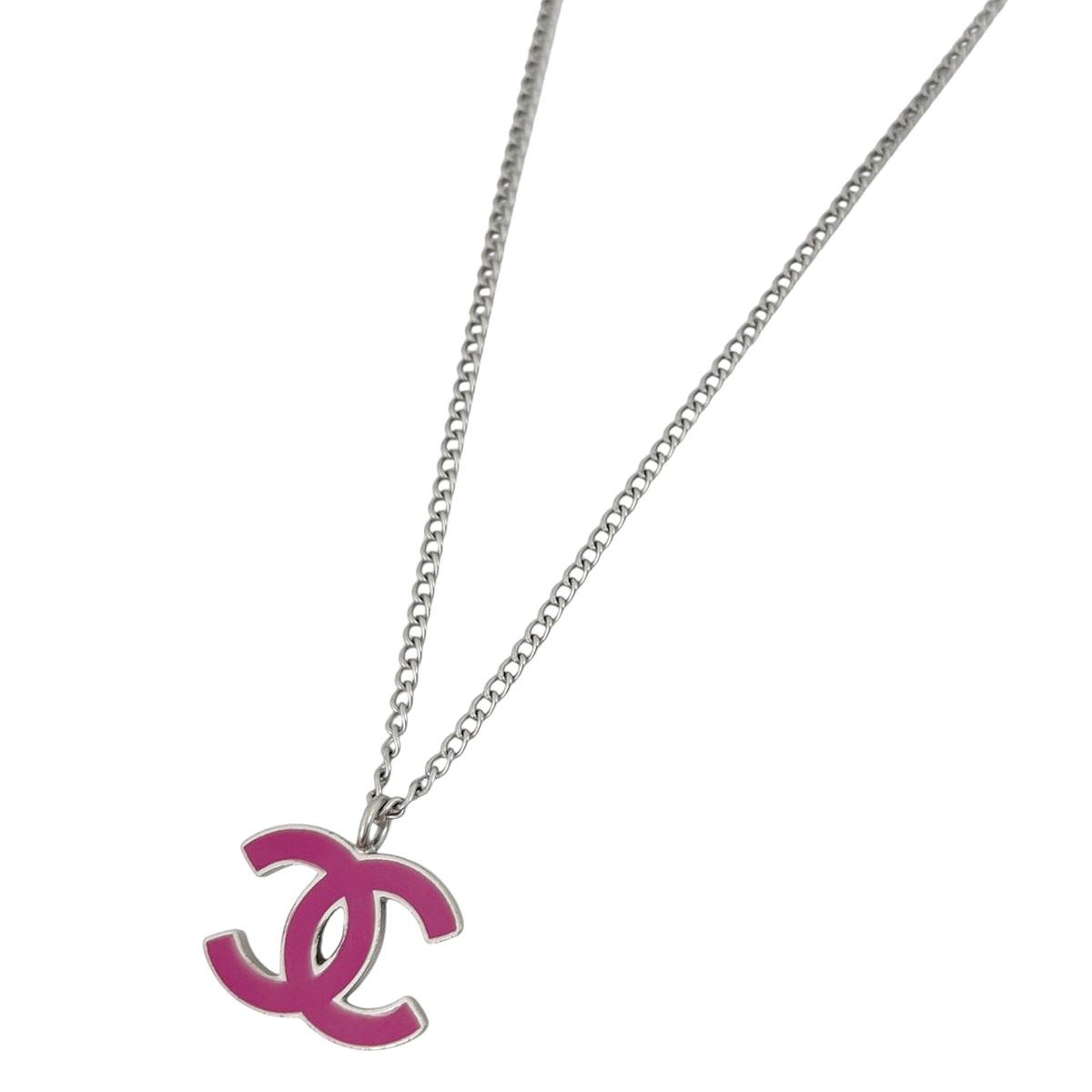 シャネル CHANEL ネックレス ココマーク メタル シルバー ピンク レディース 【中古】