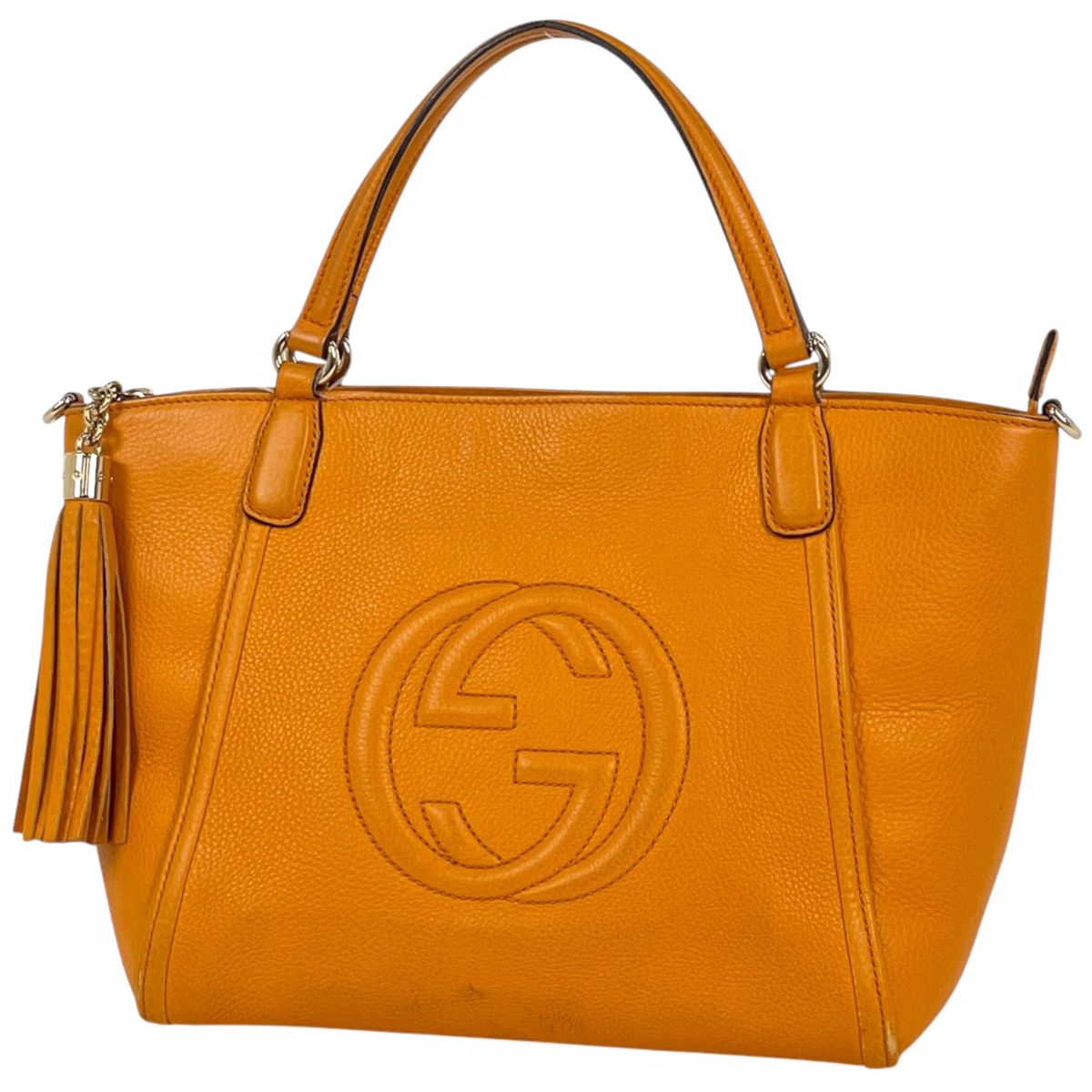グッチ GUCCI ハンドバッグ ソーホー インターロッキングG レザー オレンジ 369176 レディース 【中古】 79,800円