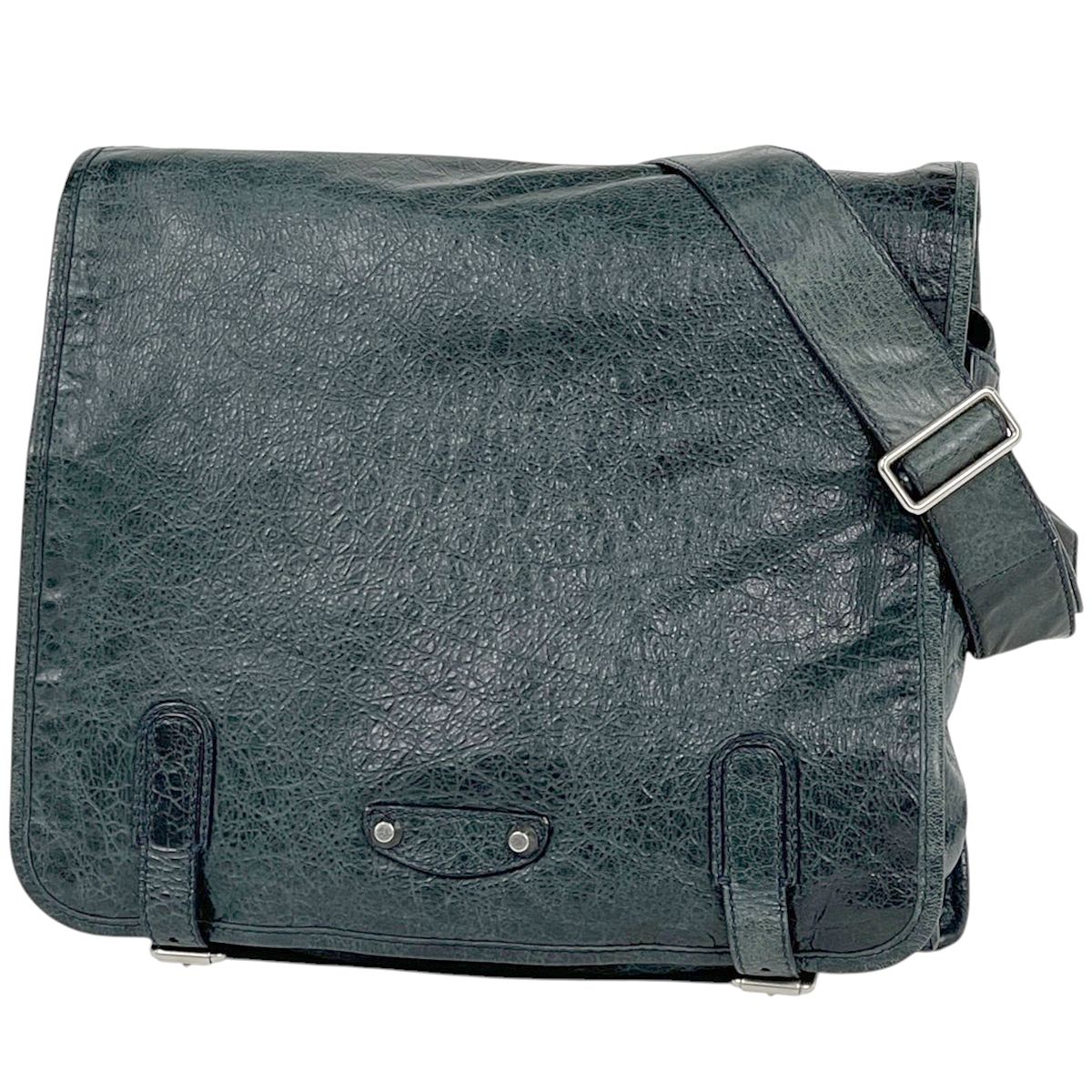 バレンシアガ BALENCIAGA ショルダーバッグ レザー ネイビー 272807 メンズ 【中古】