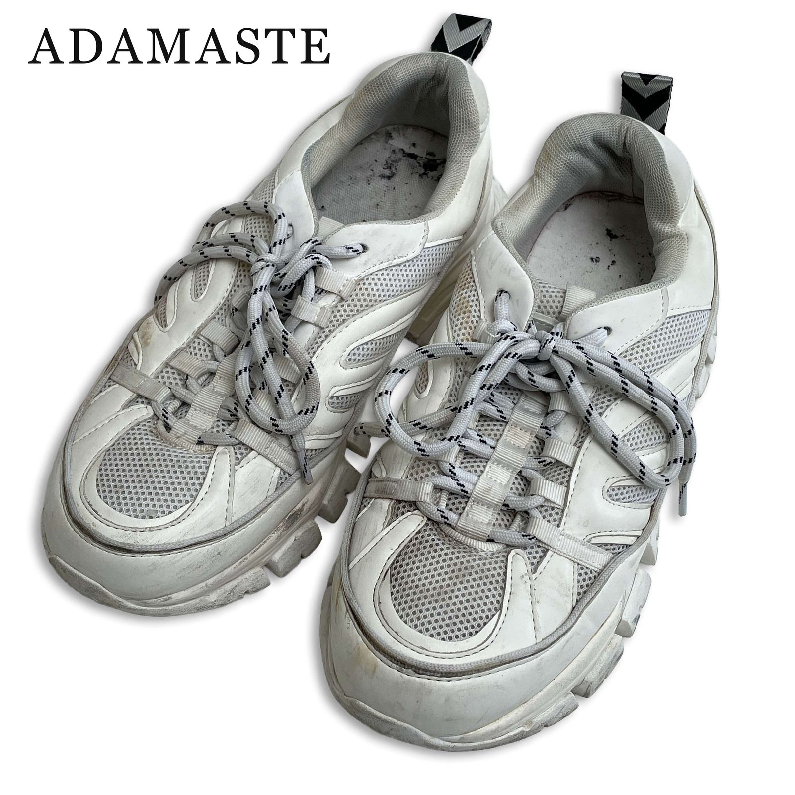 ADAMASTE アダマスト 通年 ランクアッパー★ ローカット 厚底 メッシュ ダッド スニーカー Sz.25.0位 メンズ 白