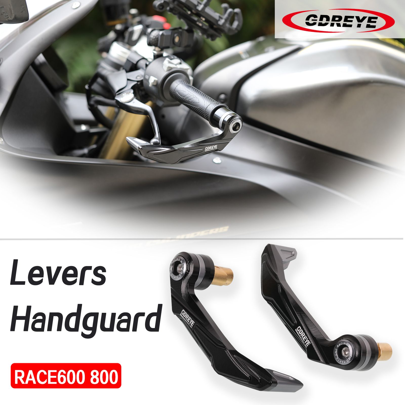 GDREYE QJMotor Race600 Race800対応 CNCアルミ ハンドルバーグリップ ブレーキレバーガード