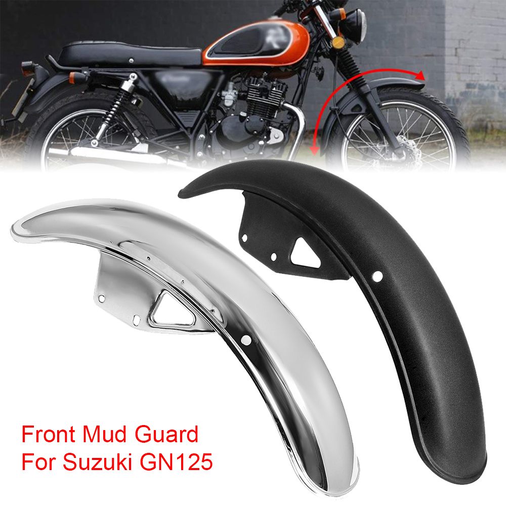 DUOBEISI スズキ GN125対応 フロントフェンダーマッドガード ブラッククローム