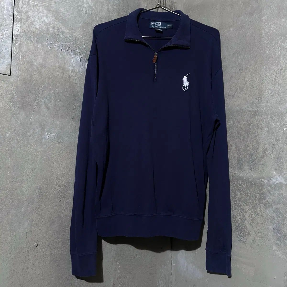 L-XL ポロラルフローレン ビックポニー ハーフジップアップ ニット ネイビー
