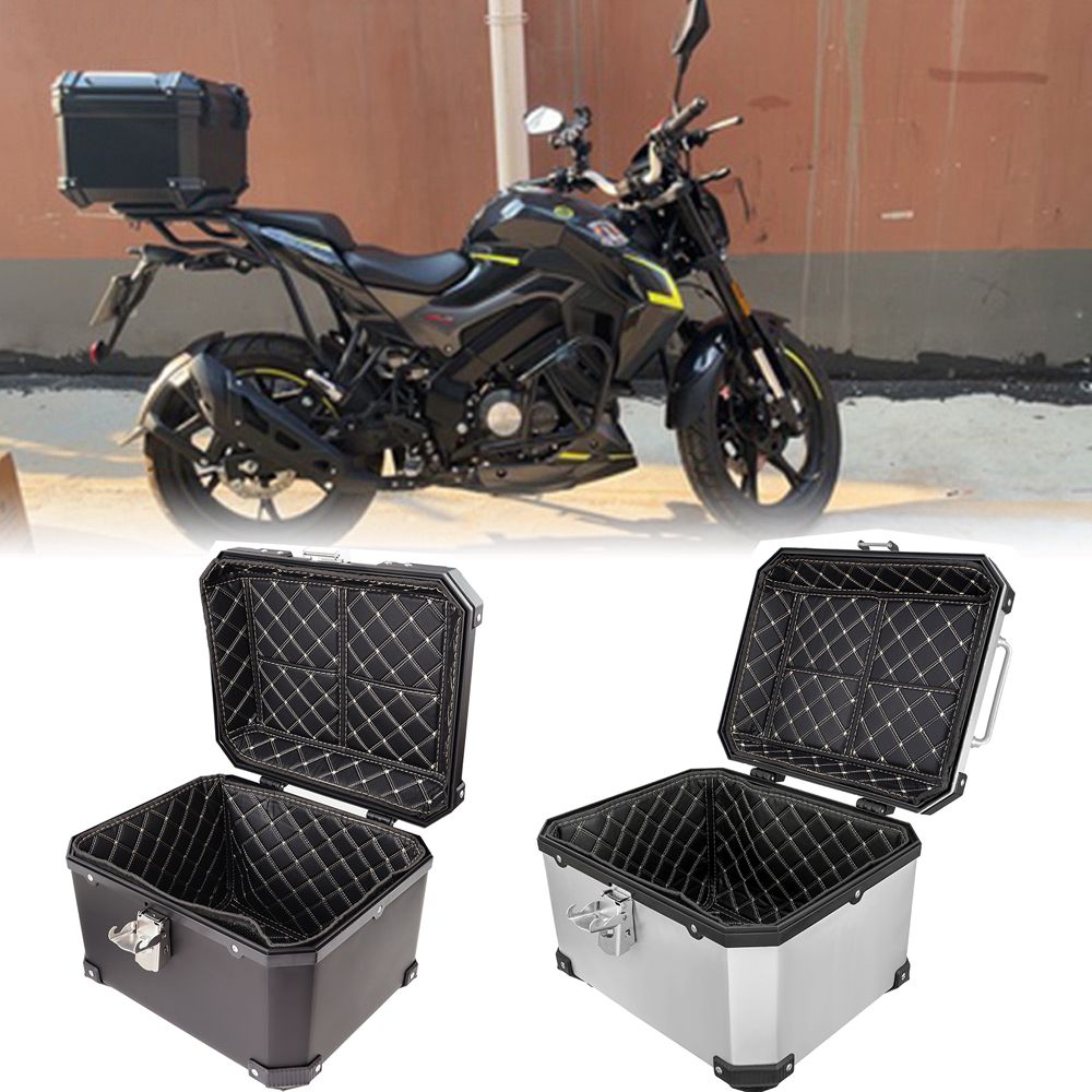 DUOBEISI 汎用バイク アルミ製テールボックス リアキャリアケース 45L ブラック