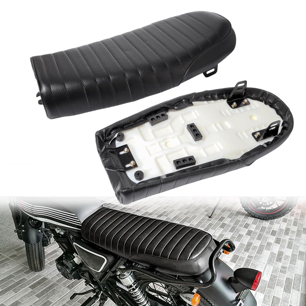 レトロ2アップバイクシートクッション カフェレーサースタイル CG125対応 ブラック