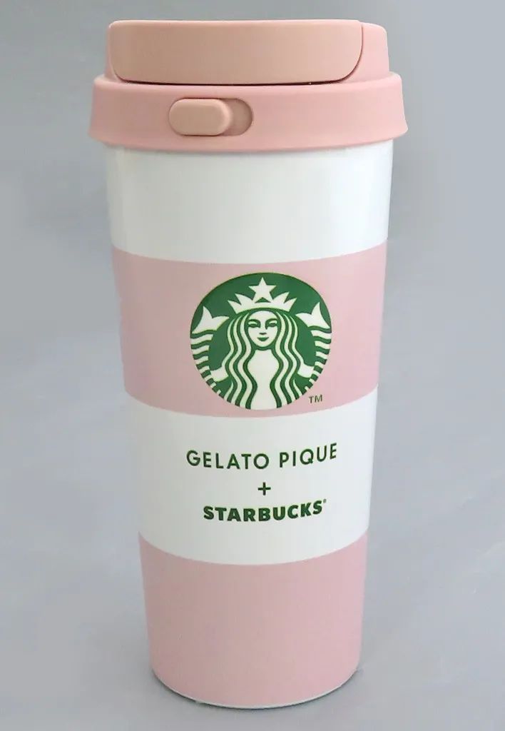 【中古】マグカップ･湯のみ gelato pique ボーダーステンレスTOGOボトル ソフトピンク 473ml 「gelato pique×スターバックスコーヒー」 8,000円
