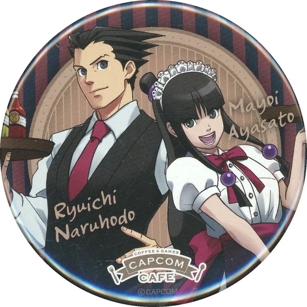 【中古】バッジ・ビンズ 成歩堂龍一＆綾里真宵 「CAPCOM CAFE×逆転裁判 3rd 缶バッジ」