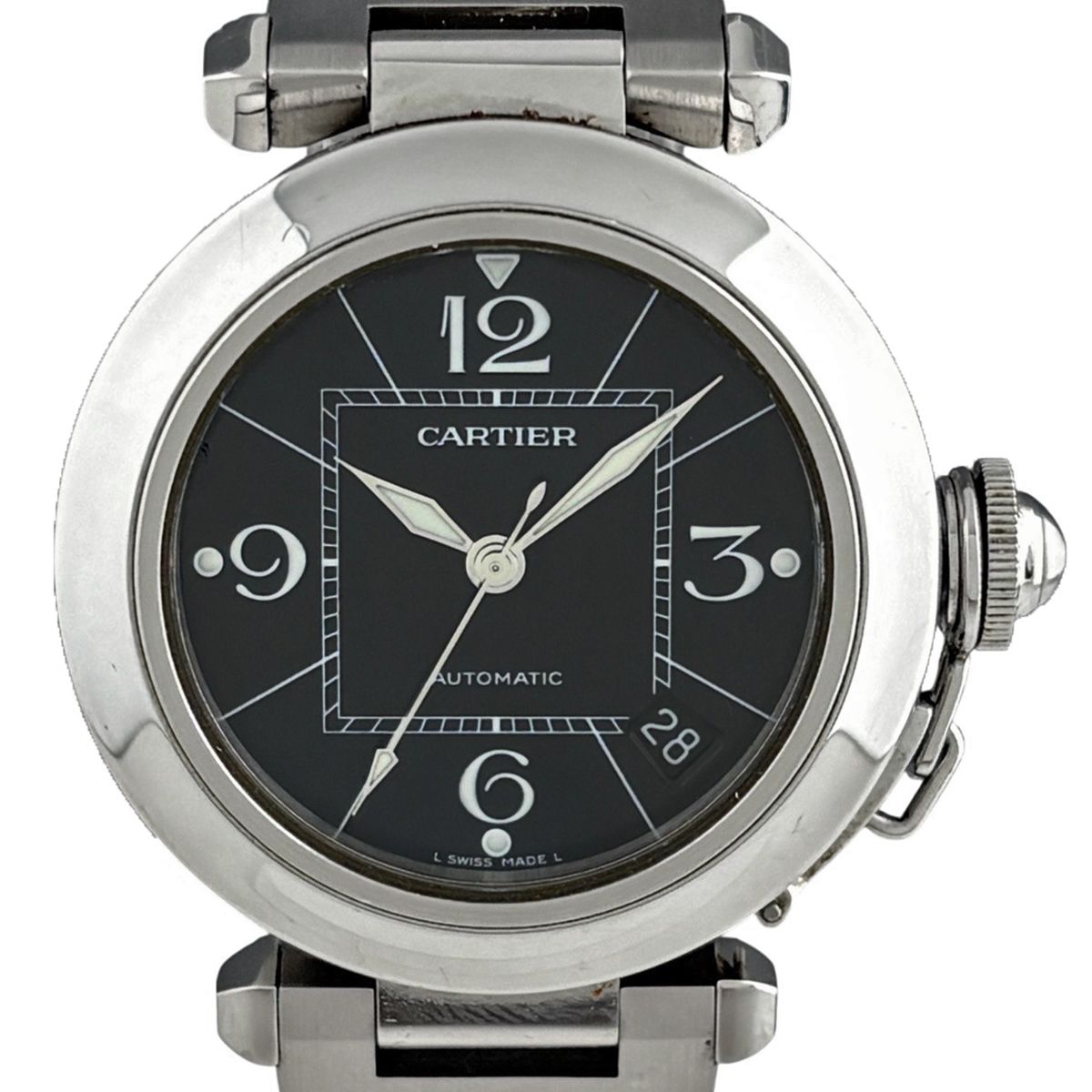 カルティエ CARTIER パシャC W31076M7 腕時計 SS 自動巻き ブラック メンズ 【中古】 140,000円
