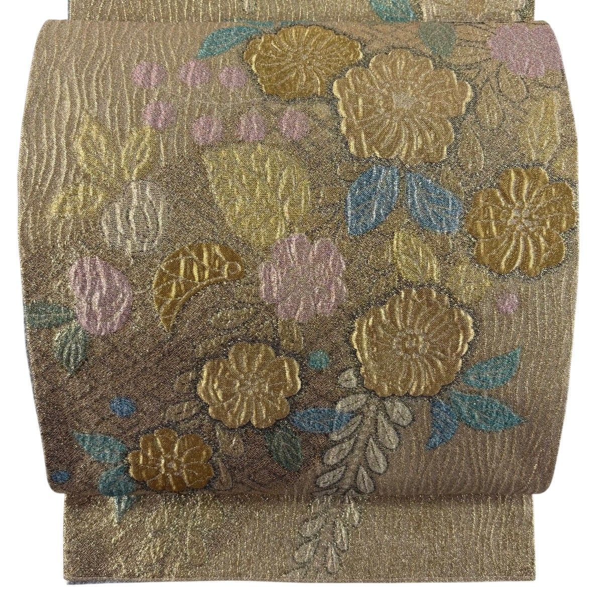 【美品】 袋帯 秀品 草花 金糸 箔 金色 六通 正絹 【中古】 6,424円
