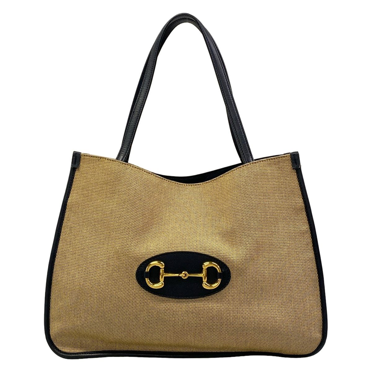 GUCCI(グッチ) トートバッグ ホースビット 1955 623694 ベージュ×ダークネイビー レザー