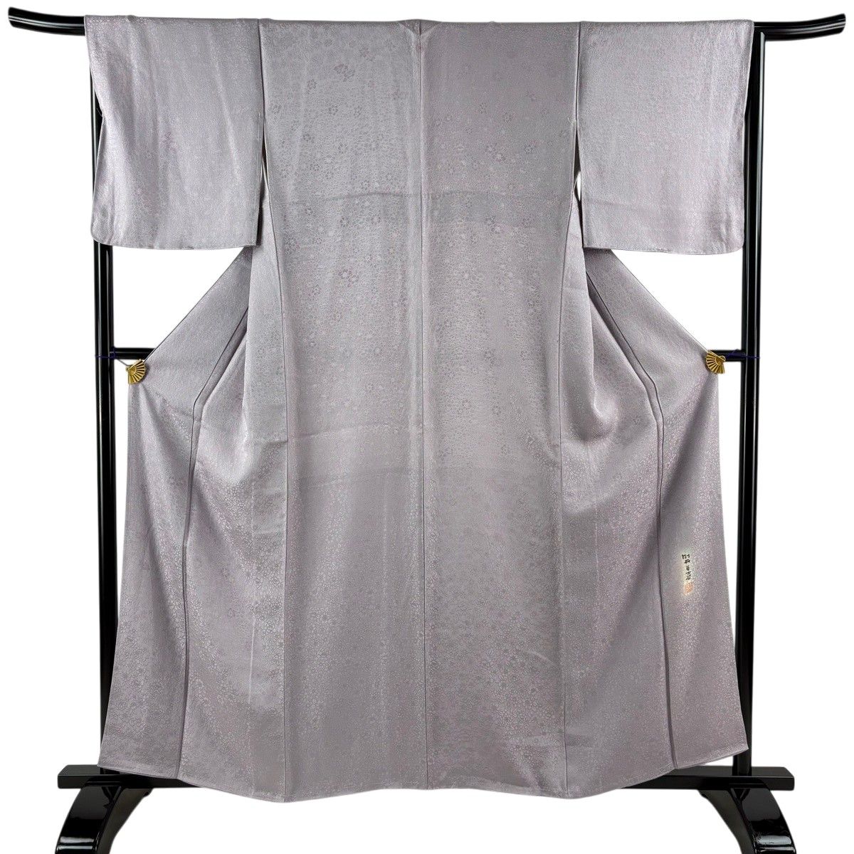 【美品】 色無地 身丈158cm 裄丈66.5cm M 袷 落款 地紋 薄紫 正絹 秀品 一つ紋 【中古】