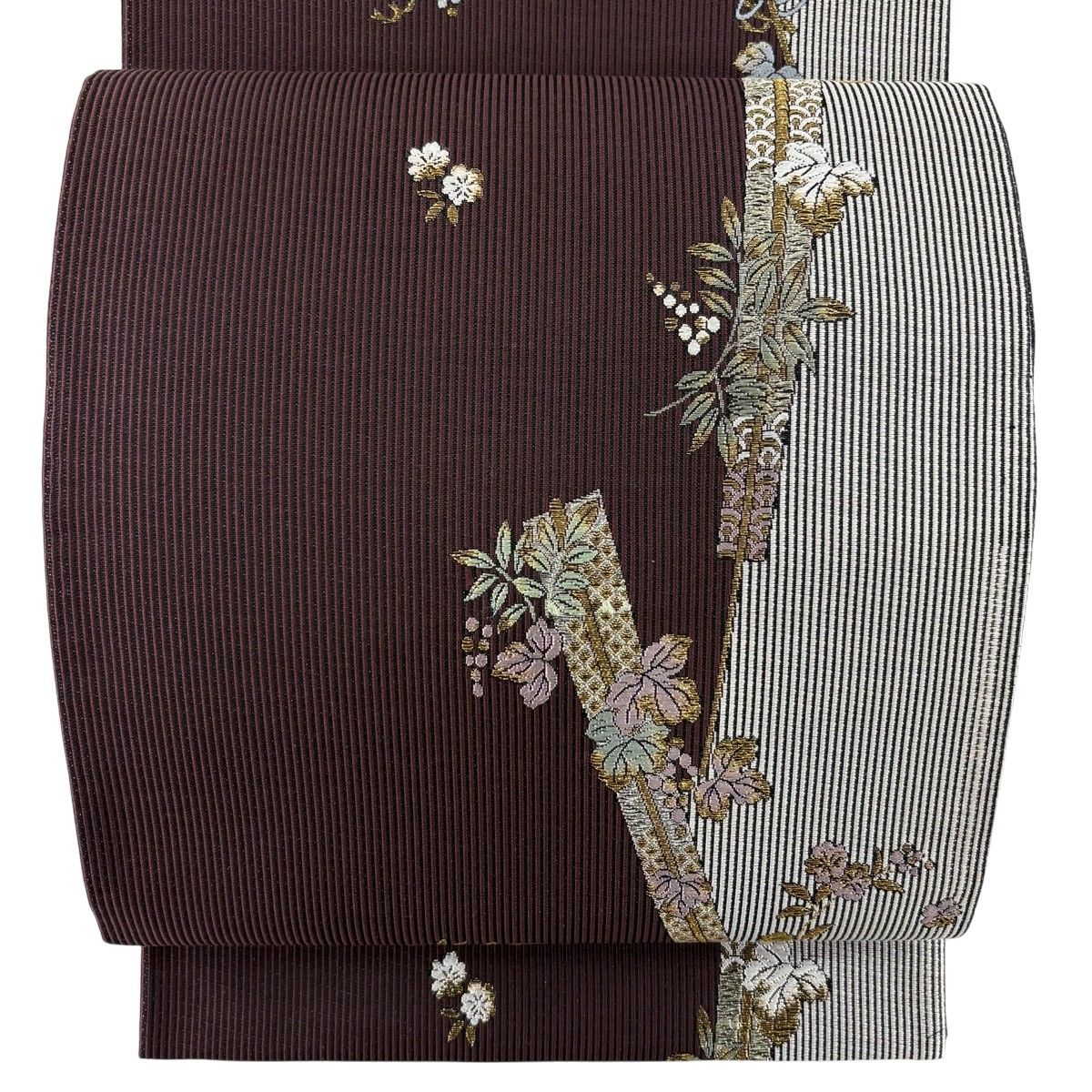 【美品】 袋帯 秀品 葡萄 桜 金銀糸 濃紫 六通 正絹 【中古】 6,424円