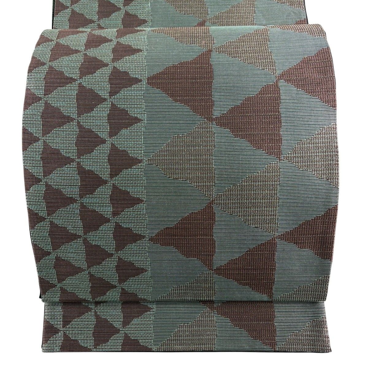 【美品】 袋帯 秀品 鱗 金糸 灰緑 六通 正絹 【中古】