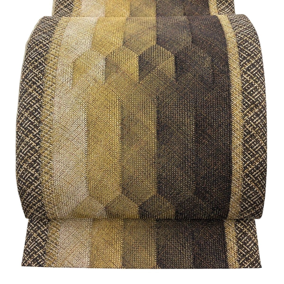 【美品】 袋帯 秀品 幾何学模様 金通し 薄黄土色 全通 正絹 【中古】