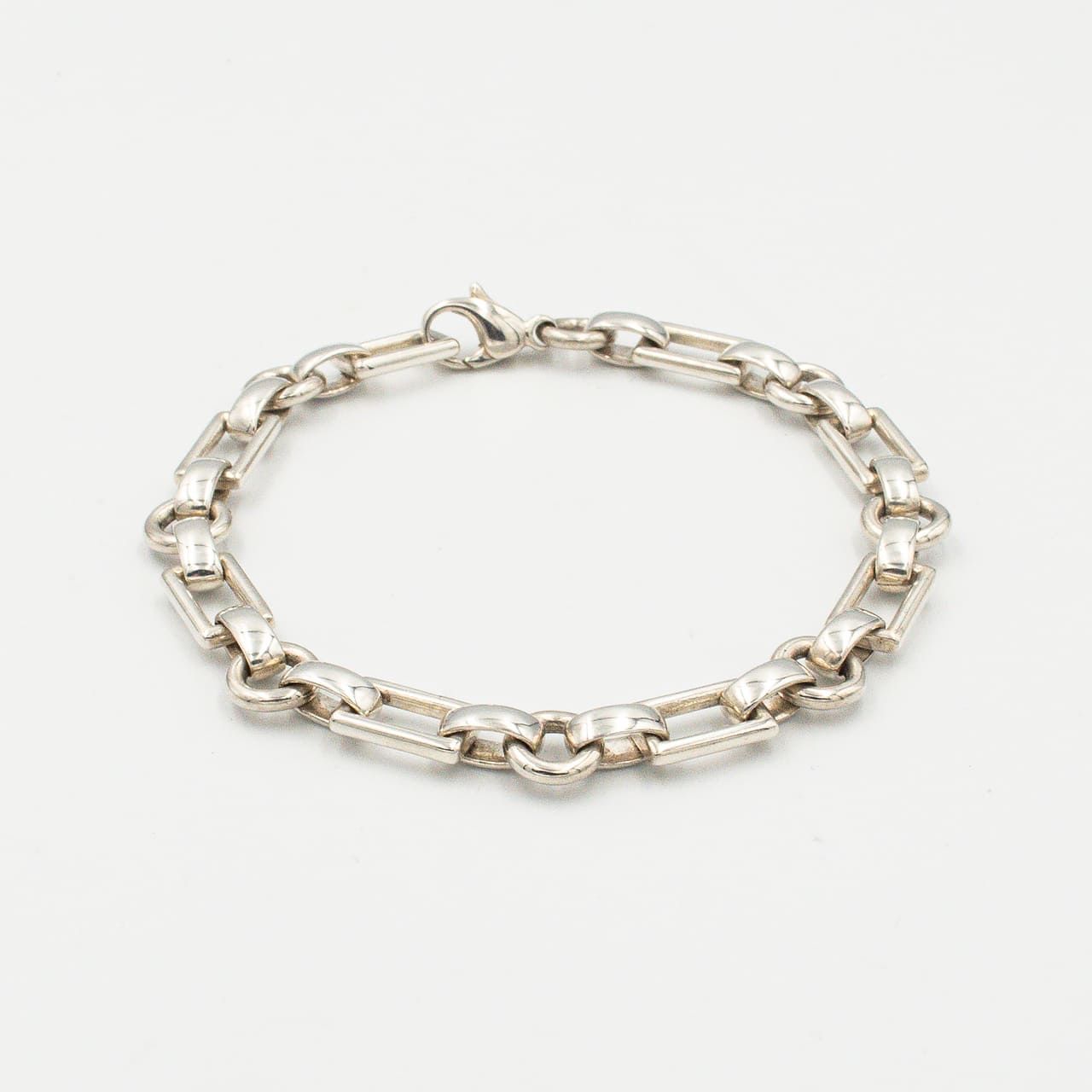 【ヴィンテージ】 ティファニー レクタングル チェーン ブレスレット 21.1cm シルバー 925 Tiffany メンズ レディース バングル カフ レア 中古 送料無料 52,860円