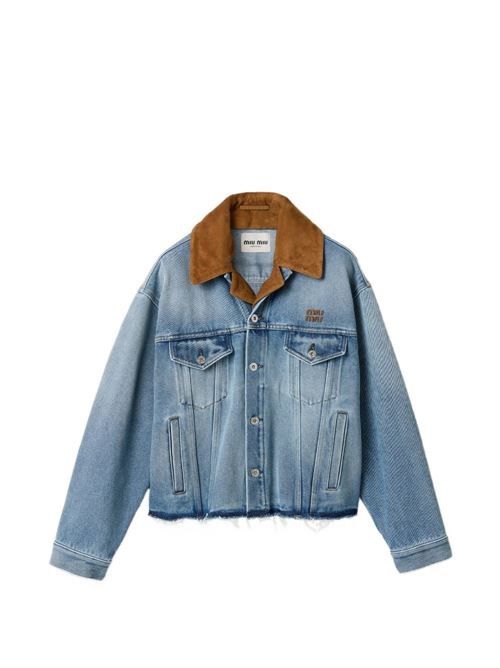 MIU MIU デニム＆レザーブルゾンジャケット 送料無料