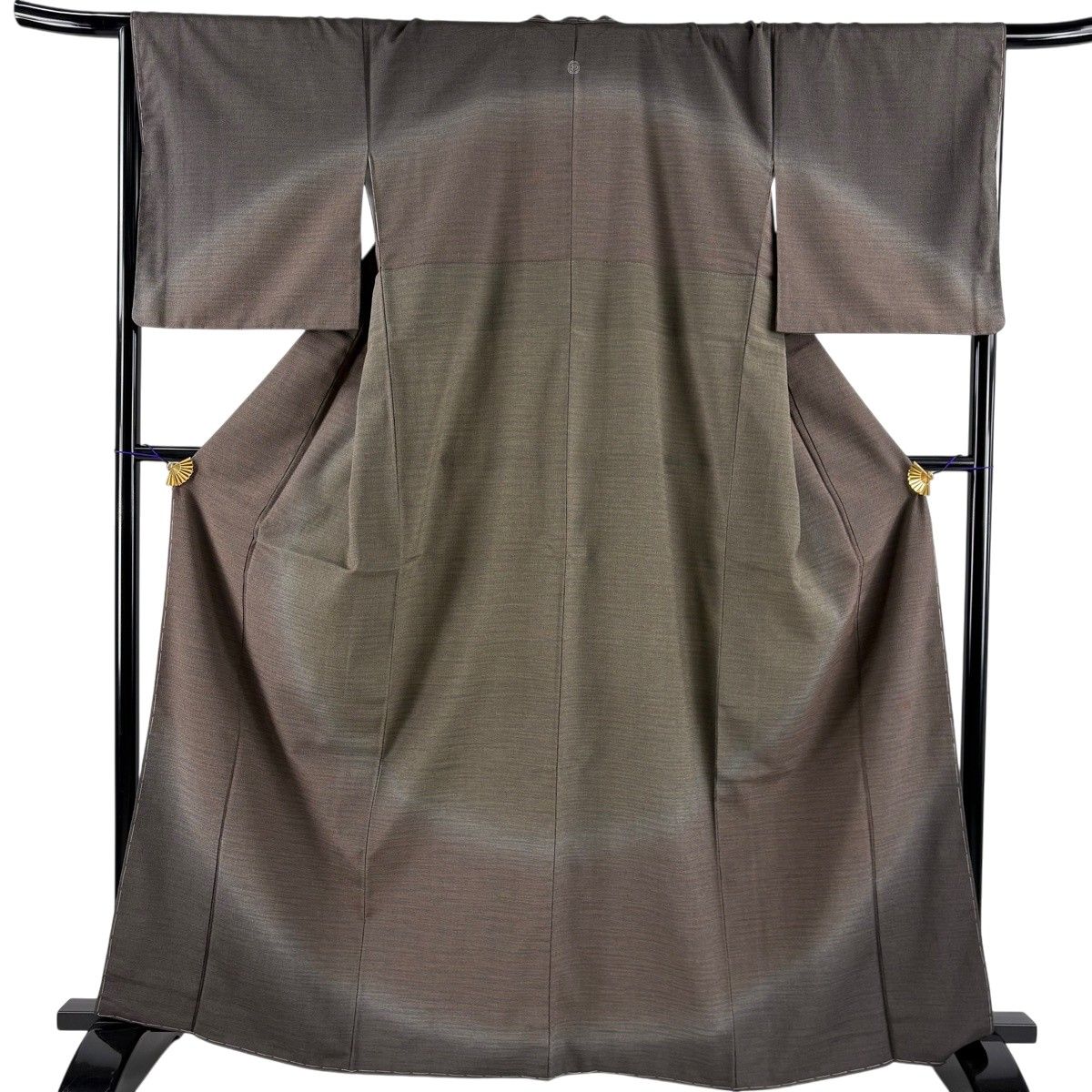 【美品】 訪問着 身丈165.5cm 裄丈68cm L 袷 霞 染め分け ぼかし 灰茶 正絹 秀品 一つ紋 【中古】