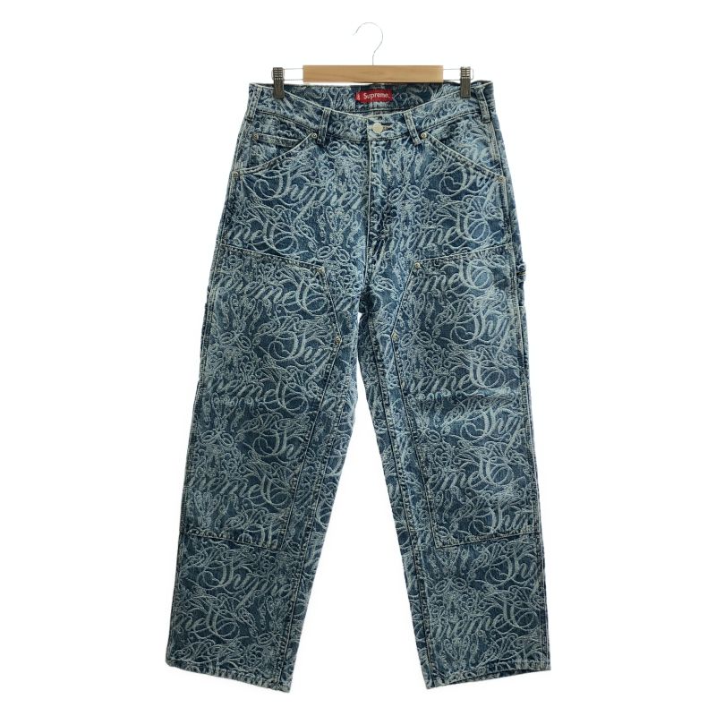 【中古】Supreme 22AW Script Jacquard Double Knee Denim Painter Pant サイズ30 ブルー シュプリーム[19]