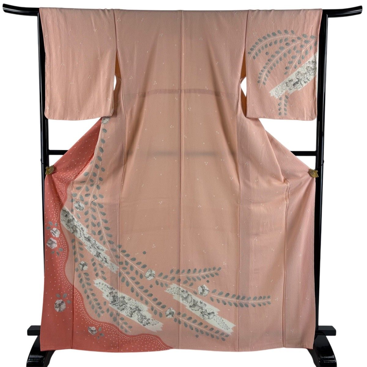 訪問着 身丈166cm 裄丈64.5cm M 袷 辻が花柄 藤 絞り 染め分け ピンク 正絹 秀品 【中古】 8,800円