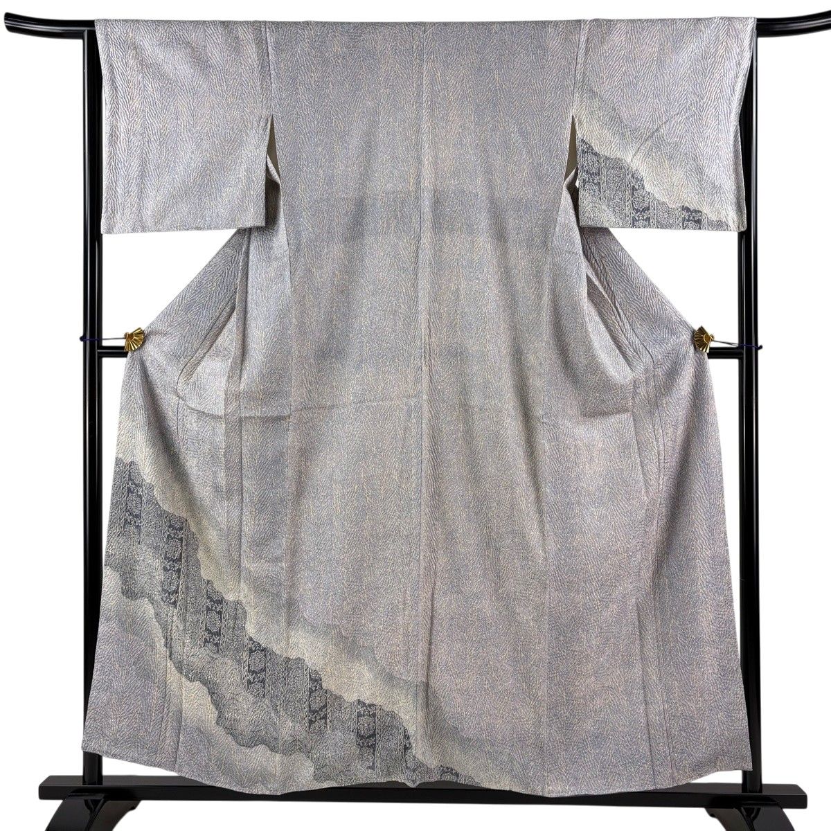 【美品】 付下げ 身丈157cm 裄丈65cm M 袷 華文 霞 ぼかし 絞り 灰紫 正絹 秀品 【中古】 8,800円