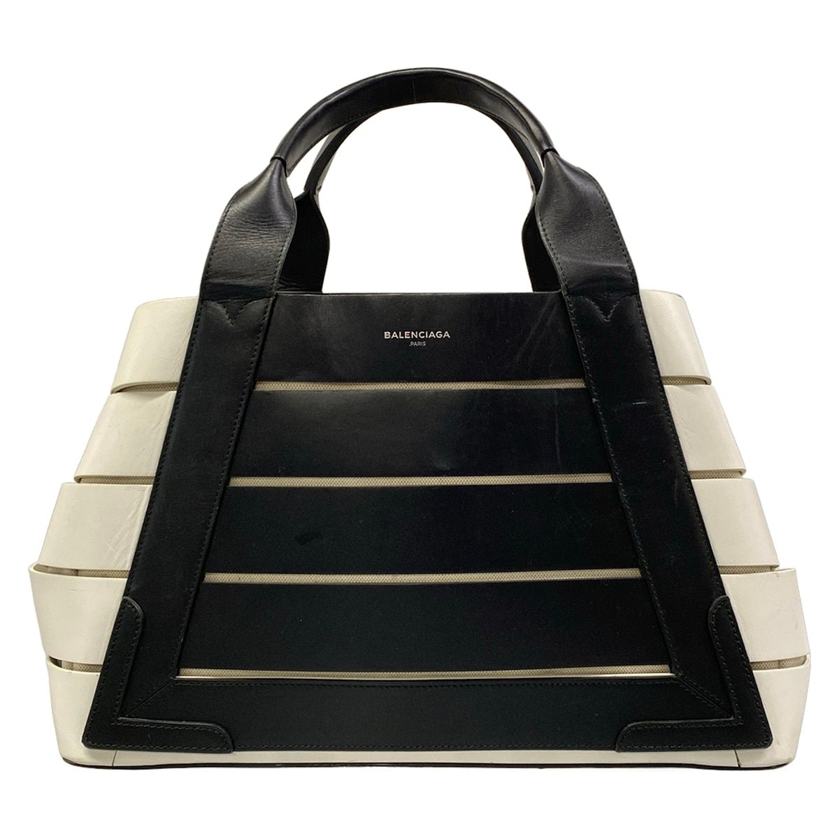 BALENCIAGA(バレンシアガ) トートバッグ マリントートバッグ 380690 黒×白 レザー