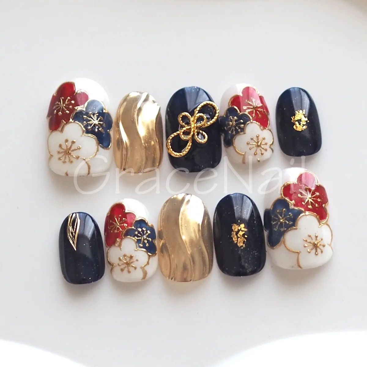 No.1157 Actual product sale! Nail Tips Large Coming-of-Age Ceremony Graduation Japanese Pattern Furusode Hakama Kimono
