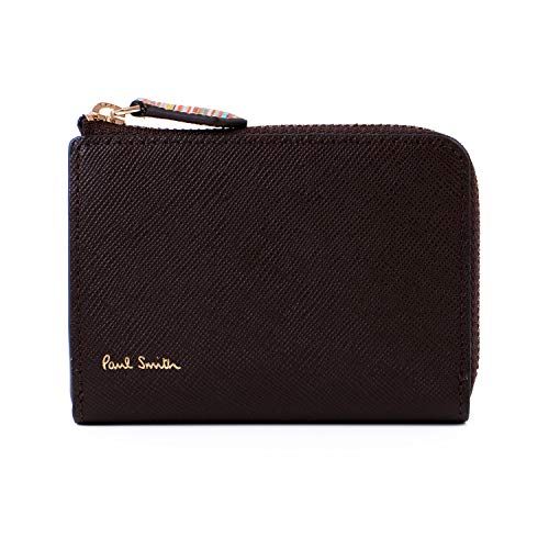 [名入れ可] ポールスミス Paul Smith 正規品 本革 ジップストローグレイン2 パスケース 定期入れ 小銭入れ付き (名入れなし, ブラウン)pms 4ffa3f44