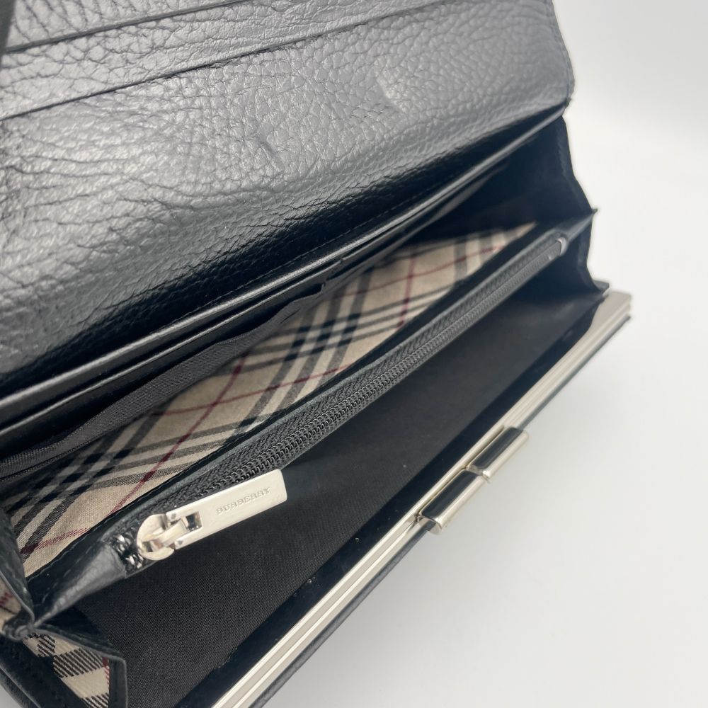 Burberry（バーバリー）長財布 フラップ レザー ノバチェック シボ革