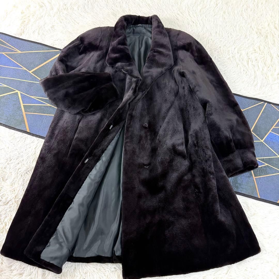 【着丈 95cm 裾周り170cm】サガミンク　シェアード　ロングコート