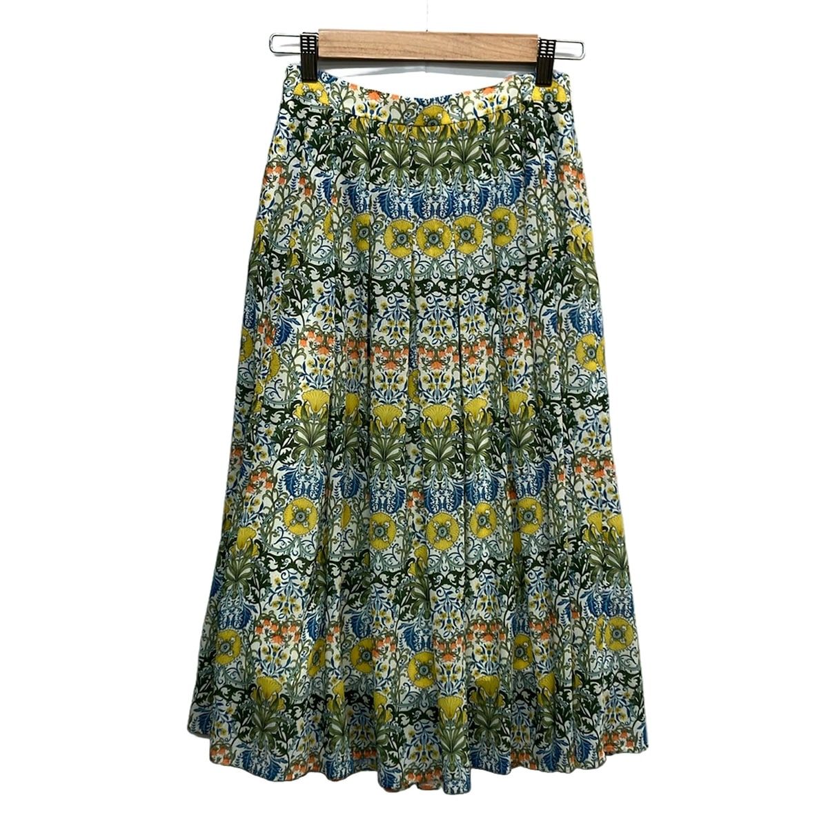ANAYI(アナイ) ロングスカート サイズ34 S レディース美品 - グリーン×イエロー×マルチ 花柄