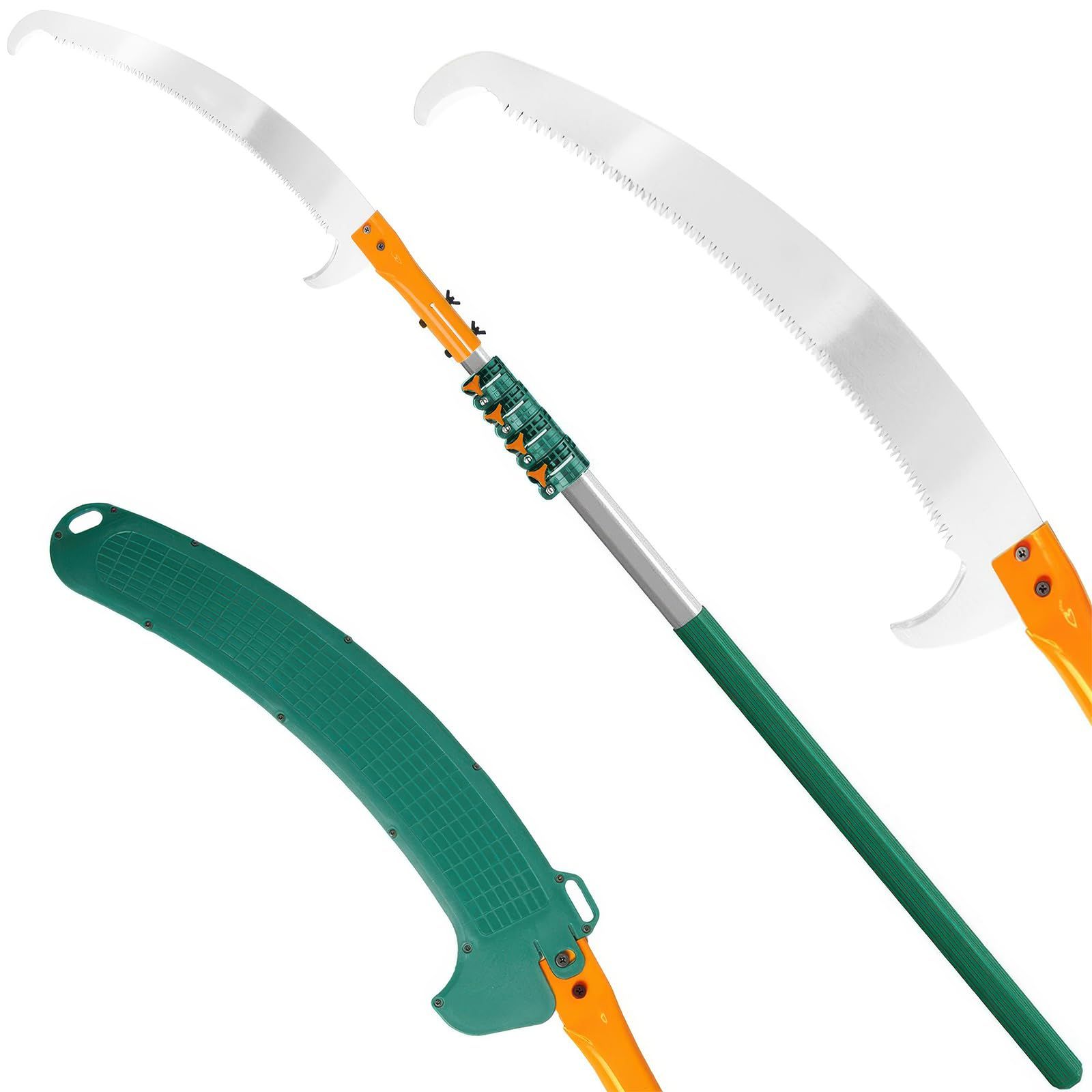 ☆新品☆高枝ノコギリ5.5m 高枝切りバサミ 伸縮式高枝鋸 高炭素SK5鋼製 手動剪定、高枝切りのこぎり 使用可能両用高枝切りバサミフック刃付き三面刃 園芸用こぎり庭木、高枝、ガーデン、林業用、テラスの高所の枝適用 15068203