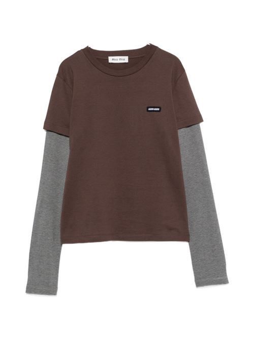 MIU MIU レイヤードコットンTシャツ 送料無料
