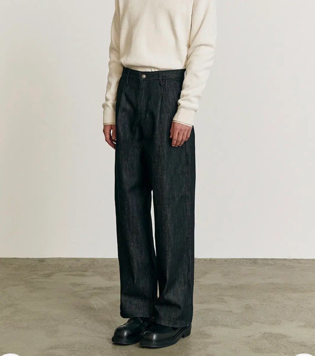 フォットナーズ トゥ タック ワイド デニム パンツ (ブラック) 新品 10,100円