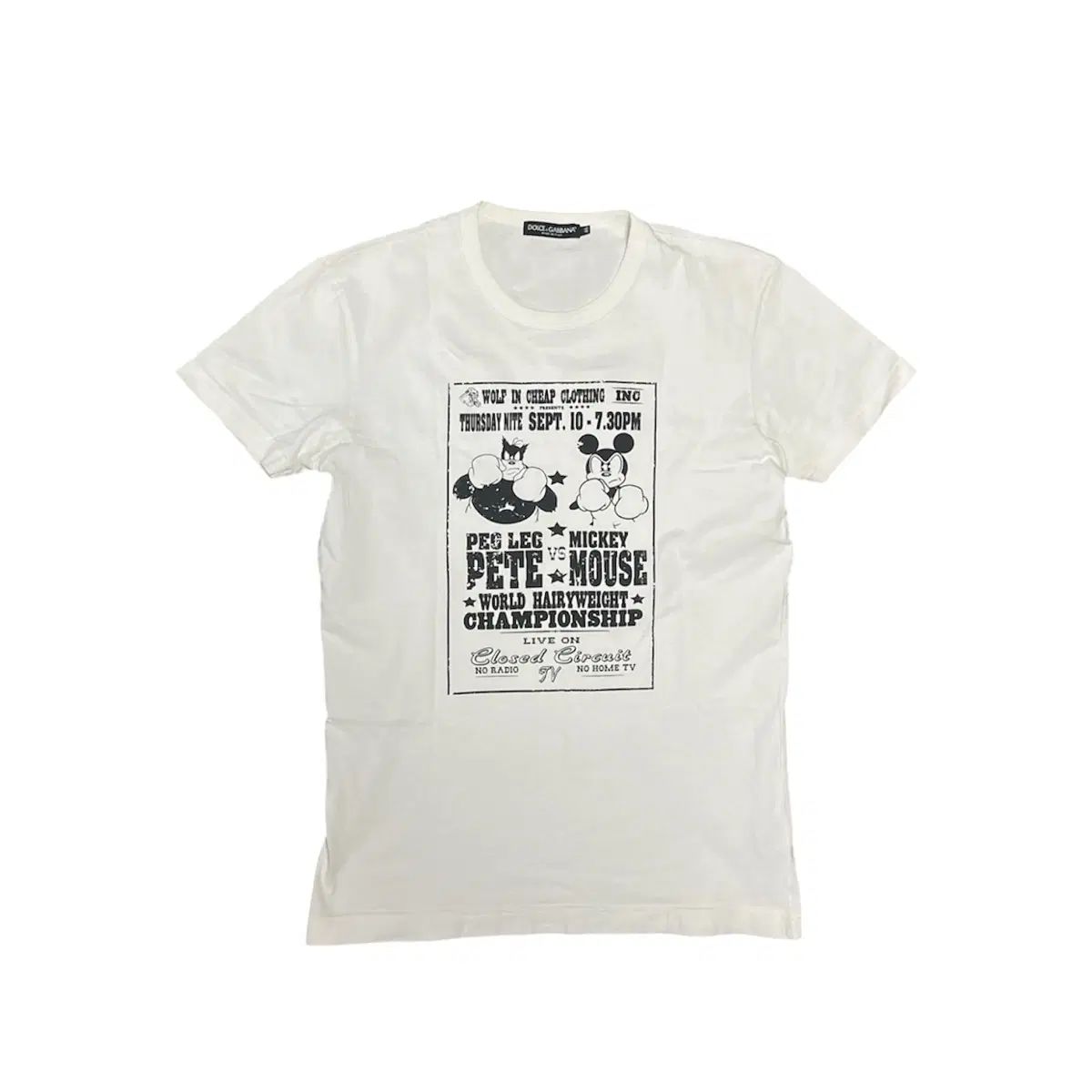 Dolce&Gabbana ドルチェ＆ガッバーナ 半袖Tシャツ 白 Pete Mouse プリンティング Disney ディズニー