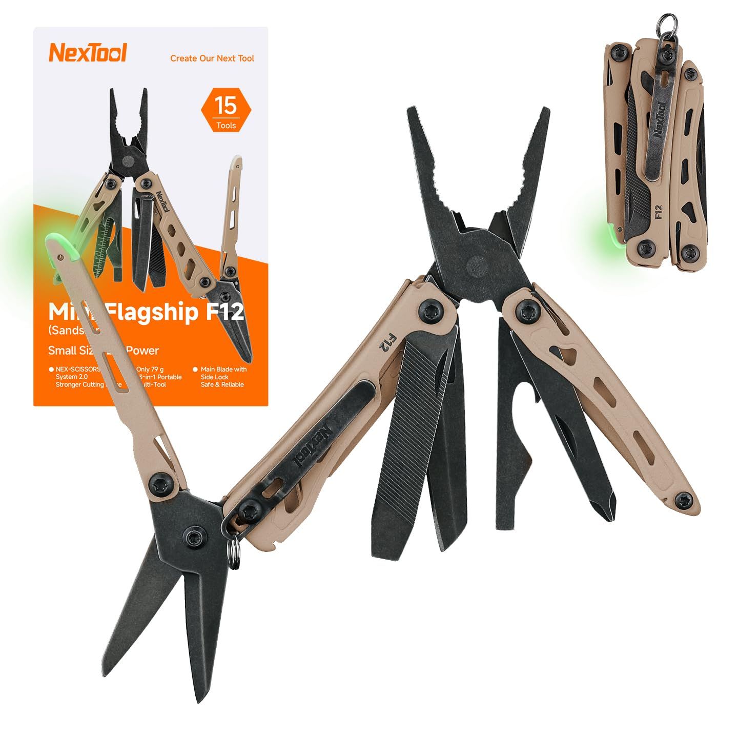 NexTool F12 ミニマルチツール 13-in-1 キーホルダーマルチツール | セレーテッドハサミ・ファイル付き安全ロック機能搭載 アップグレード済み高?素鋼 80Cr14Mov 鋼材 携帯可能なEDC・アウトドア・DIYに 男性への 8f891bb3