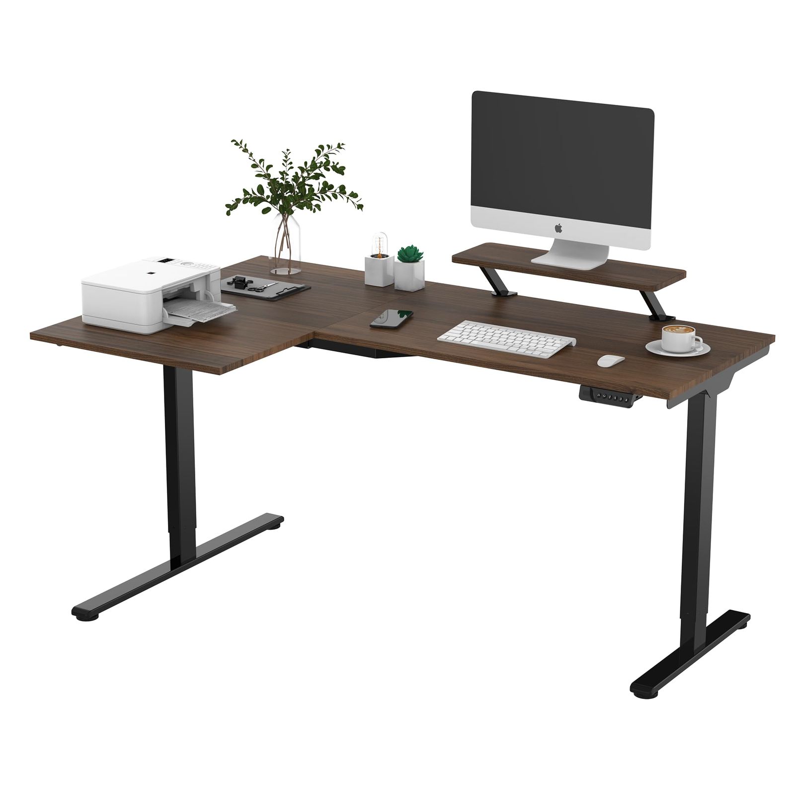 FLEXISPOT 昇降式デスク 電動 Q2L l字デスク パソコンデスク スタンディングデスク メーカー五年保証 モニター台付き 無段階高さ調節 人間工学 メモリー機能付き(L字型, ウォールナット)ｍａ 38,727円