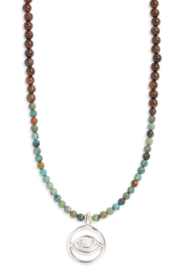 カプトアンドコー メンズ アクセサリー ネックレス・チョーカー レース Caputo Co Mens Evil Eye Pendant Beaded Necklace TURQUOISE ターコイズ 29,770円