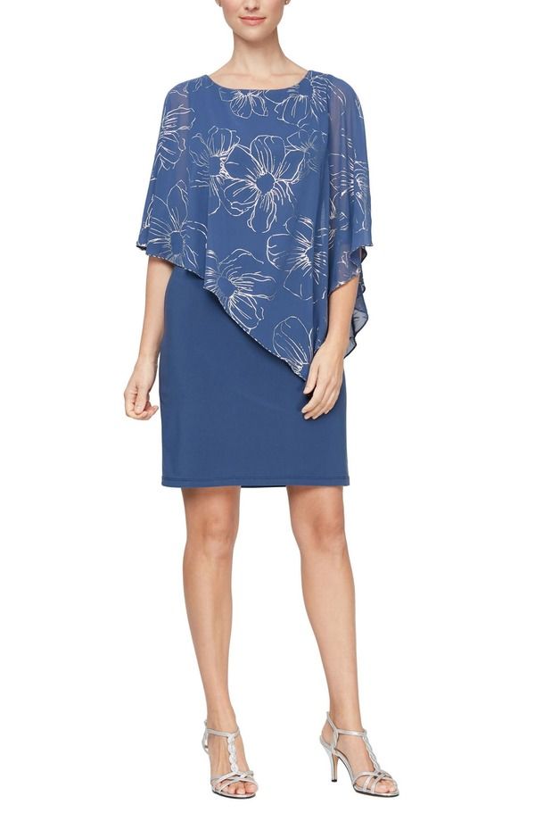 エスエルファッションズ レディース トップス ワンピース シフォン オーバーレイ SL FASHIONS Chiffon Overlay Cocktail Dress WED