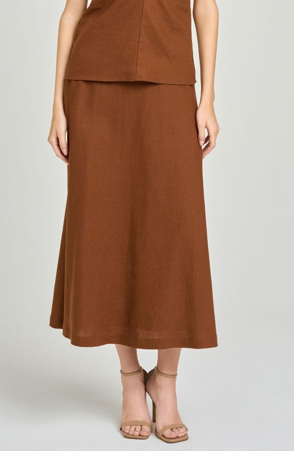 ワイフ レディース ボトムスカート ミディ キャップ WAYF Capri Midi Skirt CHOCOLATE チョコレート