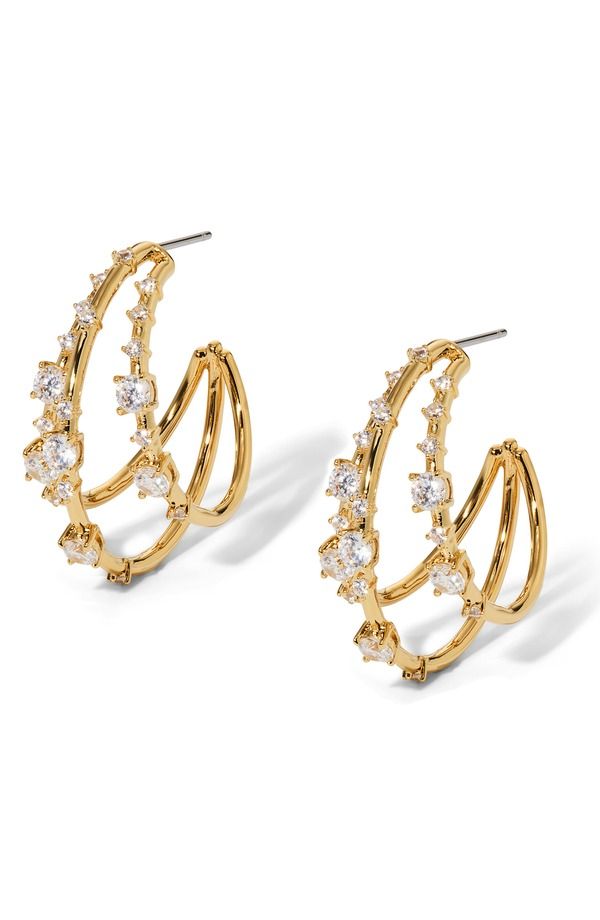 ナディール レディース アクセサリー ピアス・イヤリング Nadri Everleigh Cubic Zirconia Three Hoop Earrings GOLD ゴールド