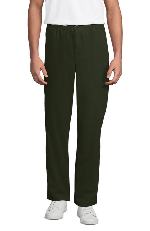 ランズエンド メンズ ボトムス カジュアルパンツ コットン リネン Lands End Linen Cotton EWaist Pant Loden Green グリーン
